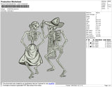 Dancing Skull Embroidery File 4 size