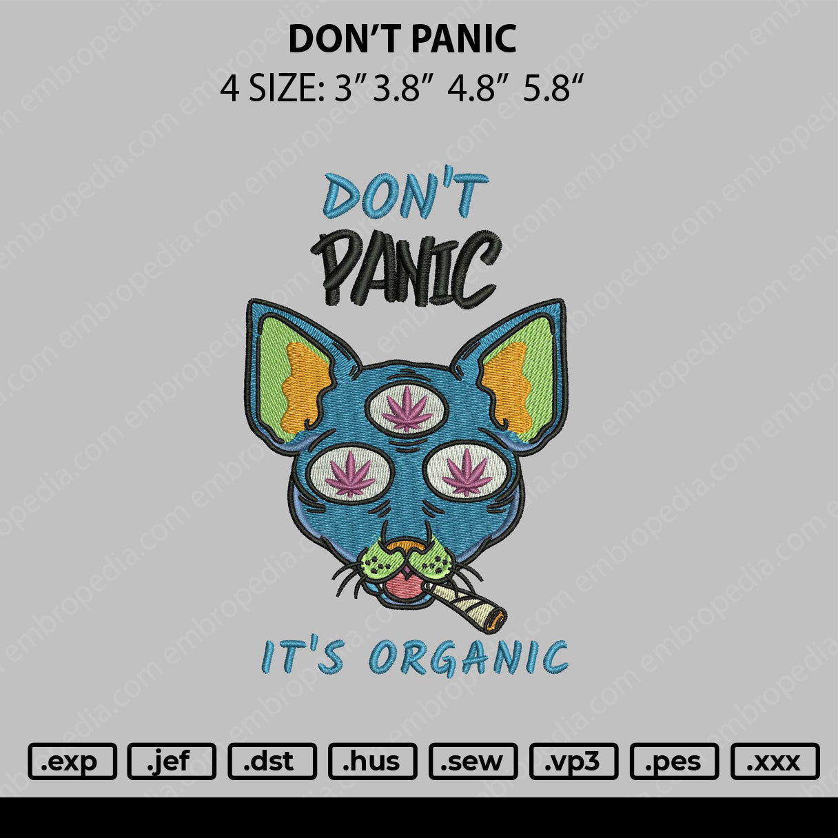 Dont Panic Embroidery File 4 size
