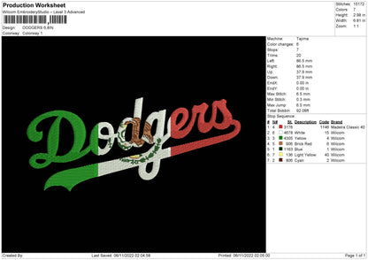 Dodgers Embroidery File 6 sizes