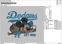 Dodgersmickey2911 Embroidery File 6 sizes