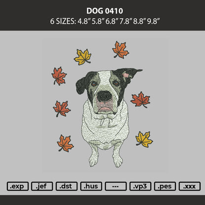 Dog 0410 Embroidery Machine Design File 6 sizes