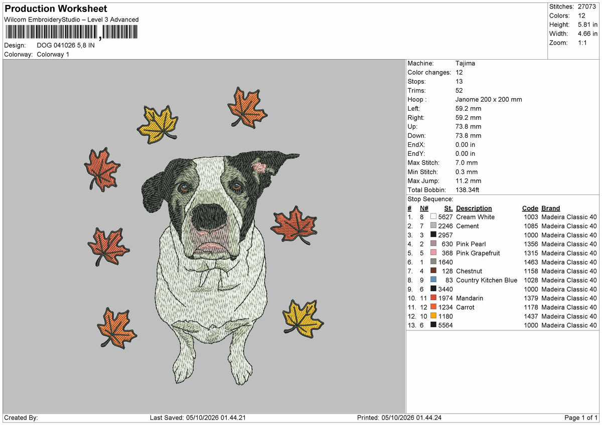 Dog 0410 Embroidery Machine Design File 6 sizes