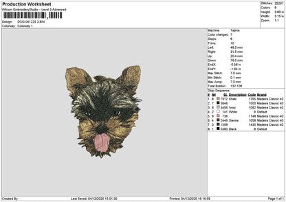 Dog Head 0412 Embroidery File 6 sizes