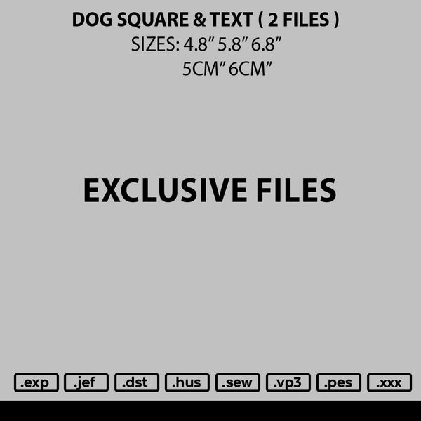 Dog Square Text Embroidery 2 Files