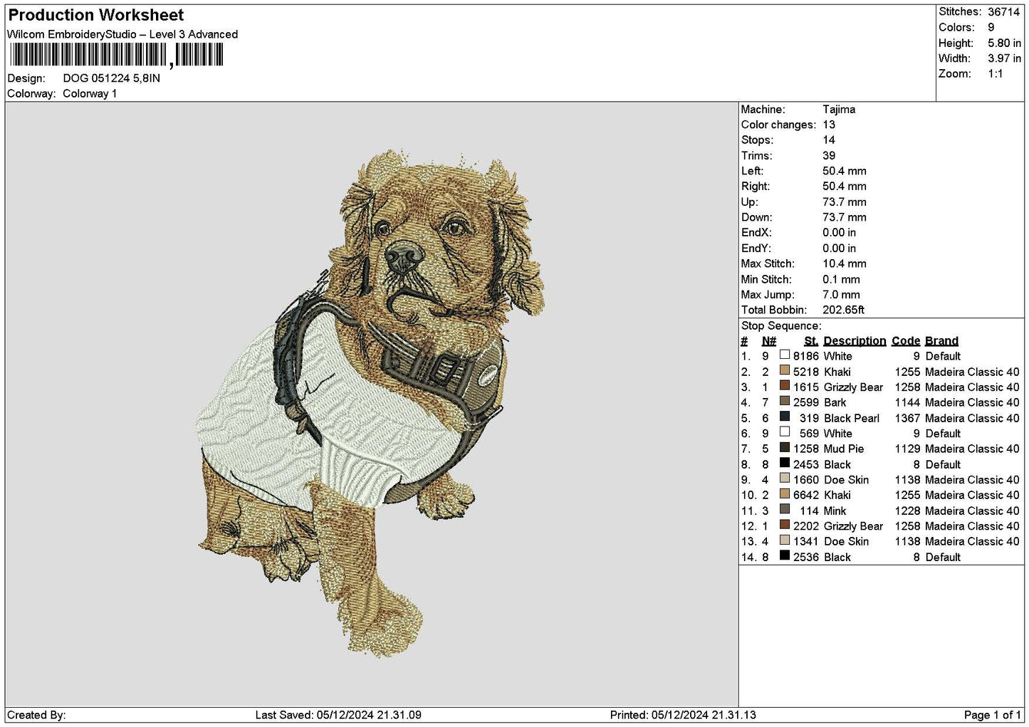 Dog 0512 Embroidery File 6 sizes