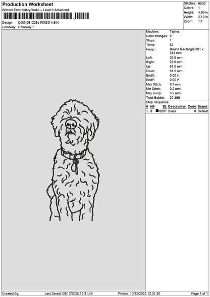 Dogline 0812c Embroidery File 6 sizes