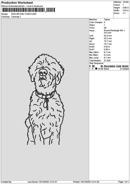 Dogline 0812c Embroidery File 6 sizes