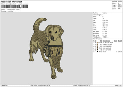 Dog 1206b Embroidery File 6 sizes