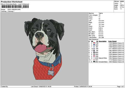 Dog 1306b Embroidery File 6 sizes