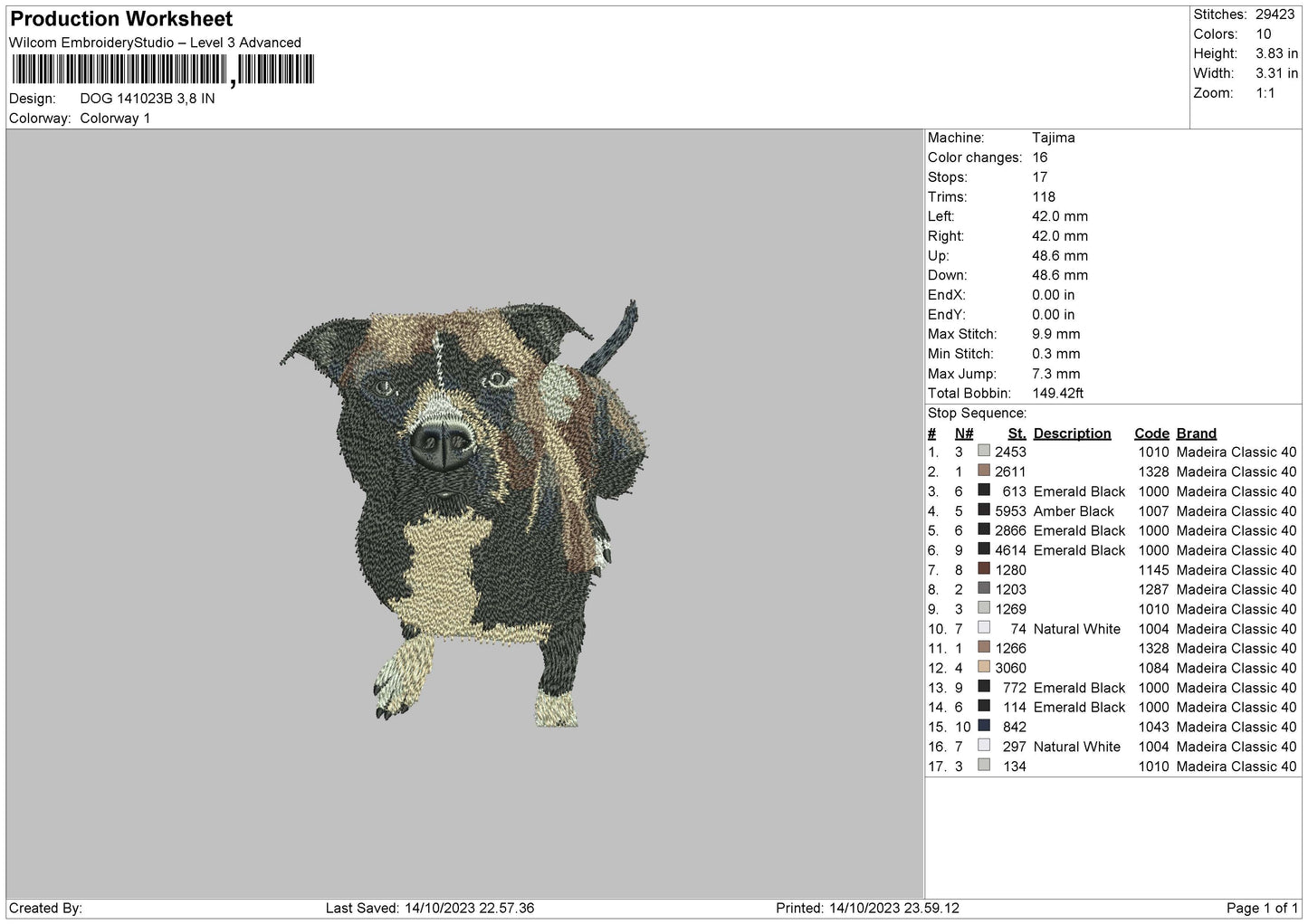 Dog 1410 Embroidery File 6 sizes
