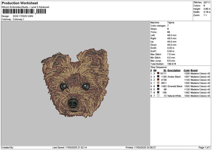 Dog Head 1703 Embroidery File 6 sizes
