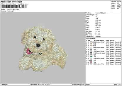 Dog 1812 Embroidery File 6 sizes