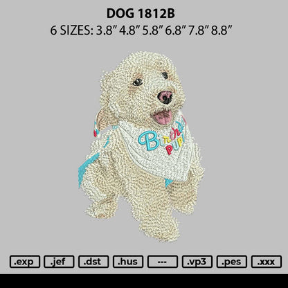 Dog 1812b Embroidery File 6 sizes