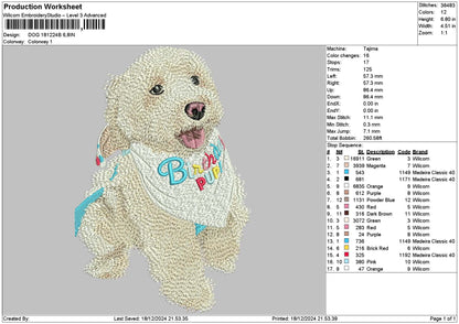 Dog 1812b Embroidery File 6 sizes