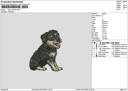 Dog 2401 Embroidery File 6 sizes