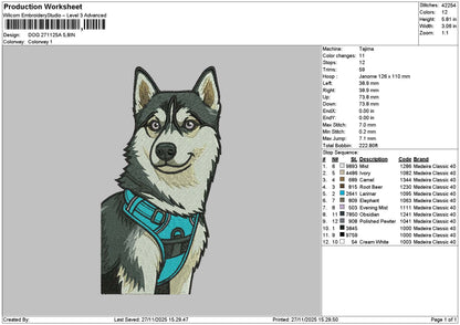 Dog 2711 Embroidery File 6 sizes
