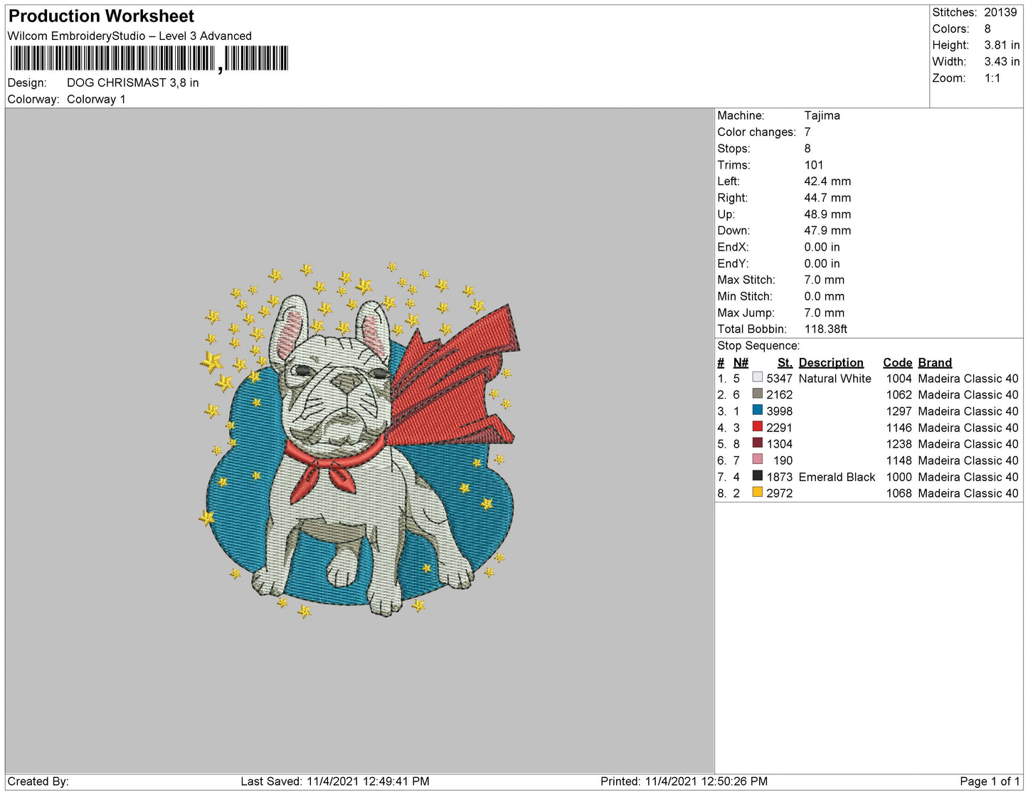 Dog Christmas Embroidery File 4 size