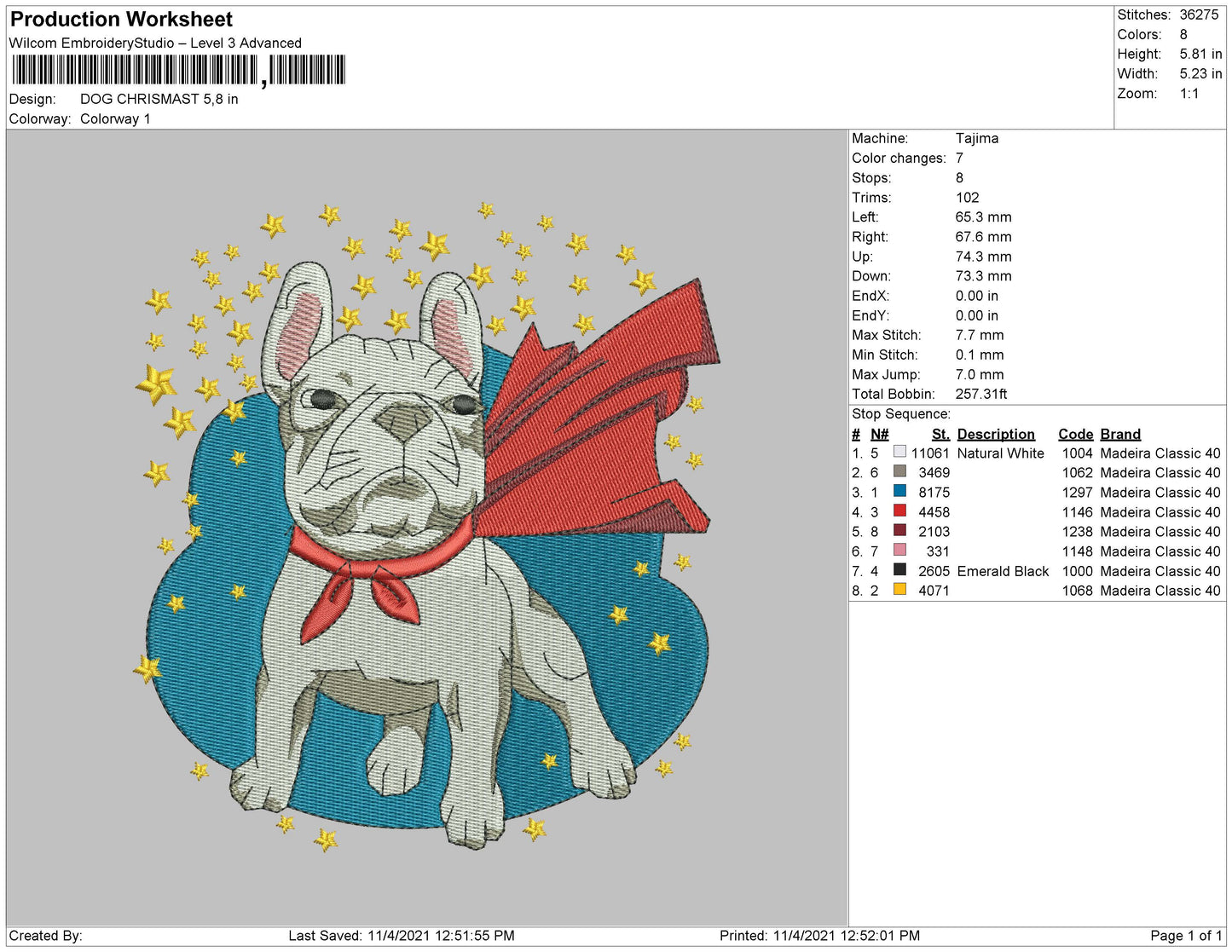 Dog Christmas Embroidery File 4 size