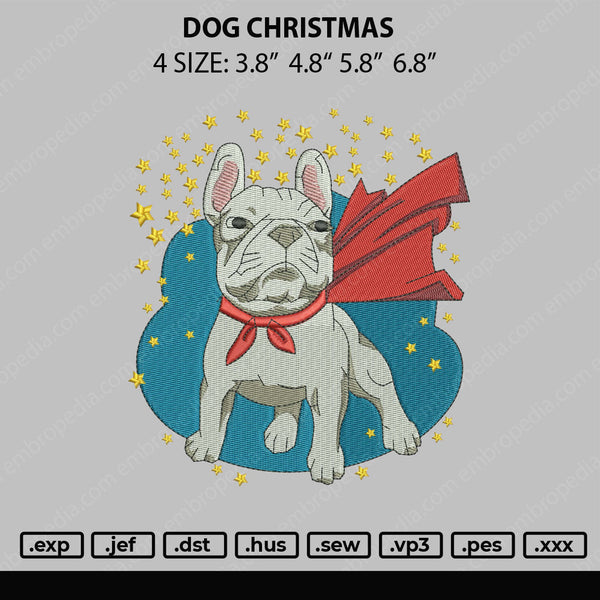 Dog Christmas Embroidery File 4 size