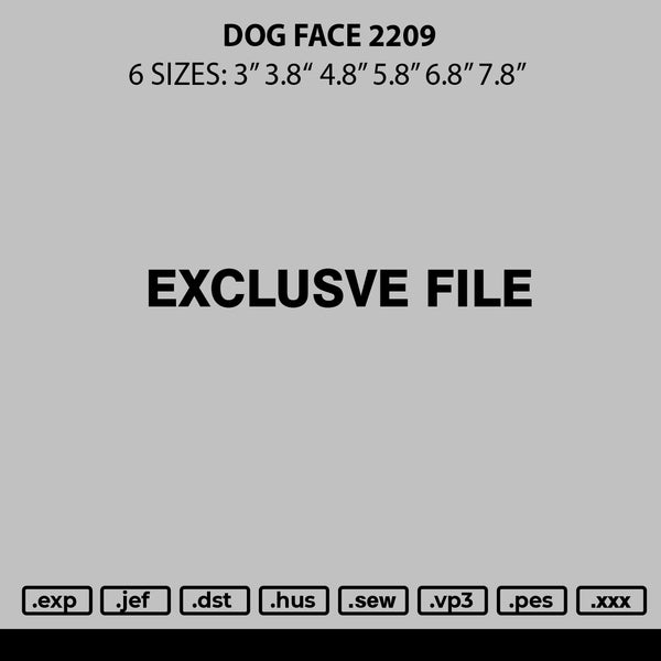 Dog Face Embroidery File 6 sizes