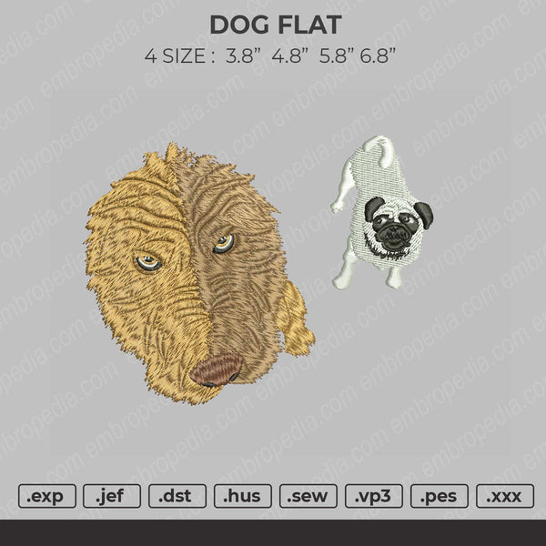 Dog Flat Embroidery File 4 size