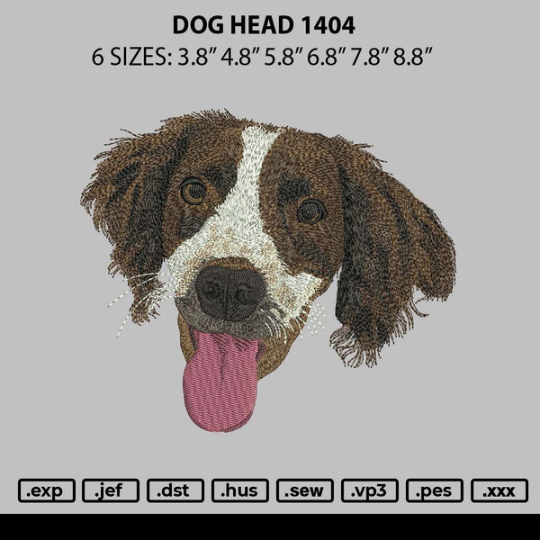 Dog Head 1404 Embroidery File 6 sizes