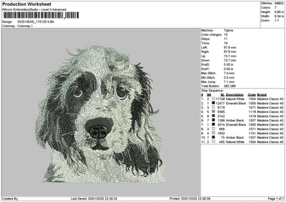 Dog Head 1701 Embroidery File 6 sizes