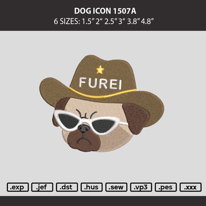 Dog Icon 1507a Embroidery Machine Design File 6 sizes