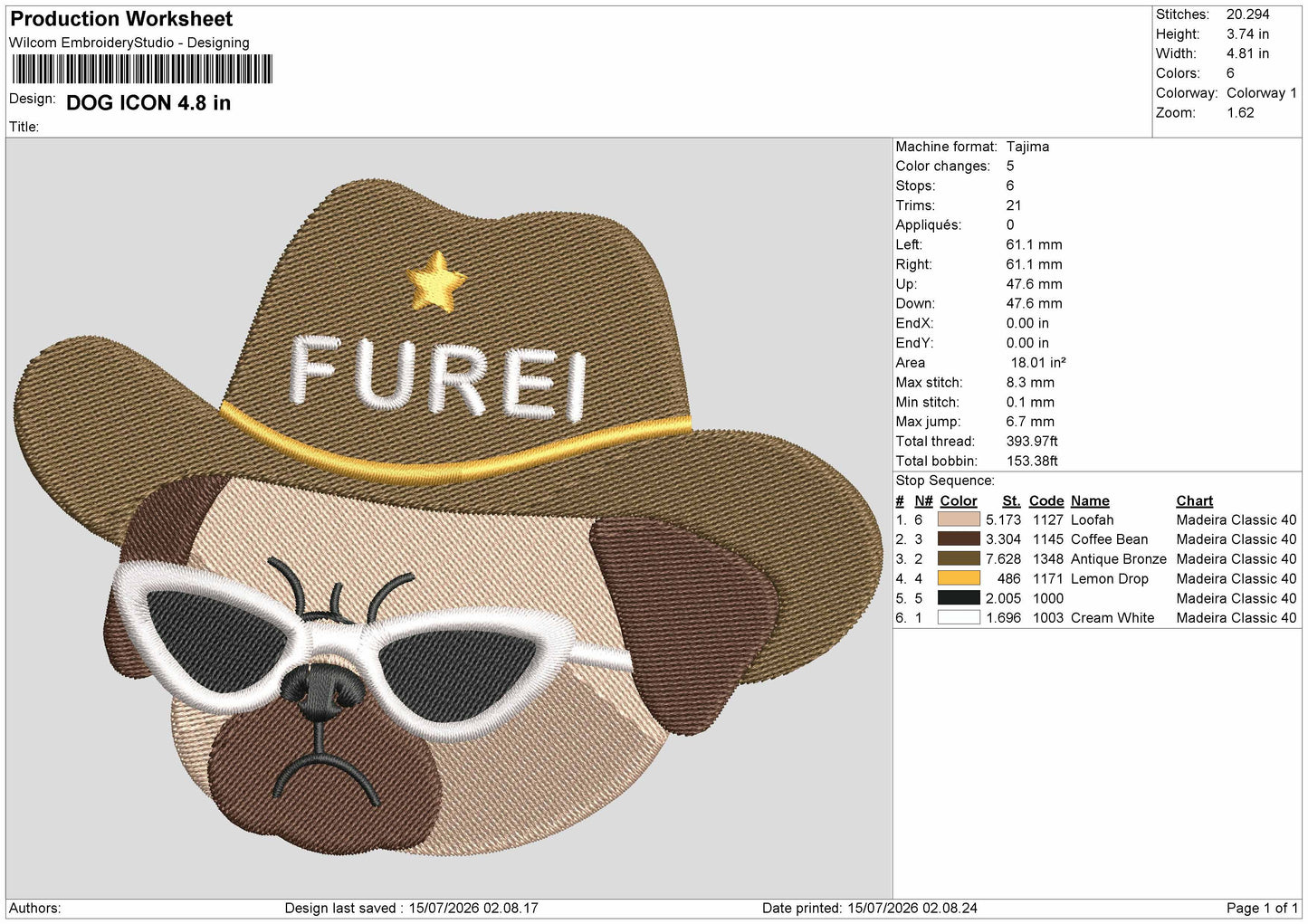 Dog Icon 1507a Embroidery Machine Design File 6 sizes