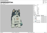 Dog I Love You Embroidery File 6 sizes