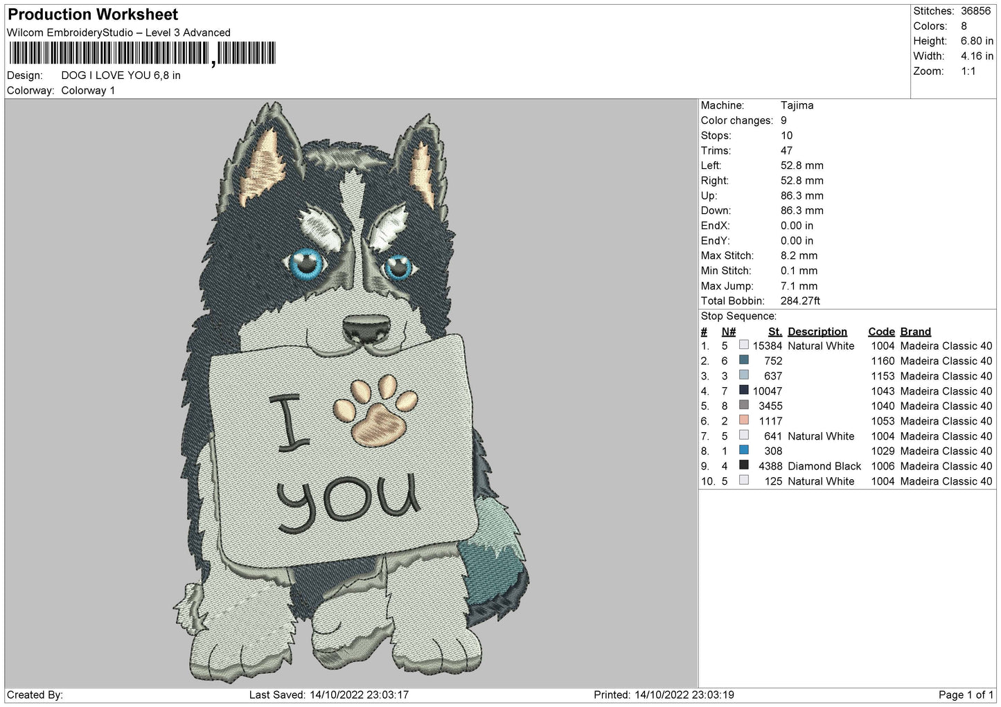 Dog I Love You Embroidery File 6 sizes