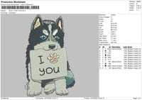 Dog I Love You Embroidery File 6 sizes