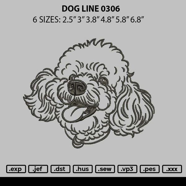 Dog Line 0306 Embroidery File 6 sizes