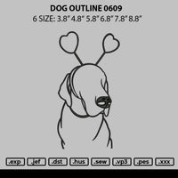 Dog Outline 0609 Embroidery File 6 sizes