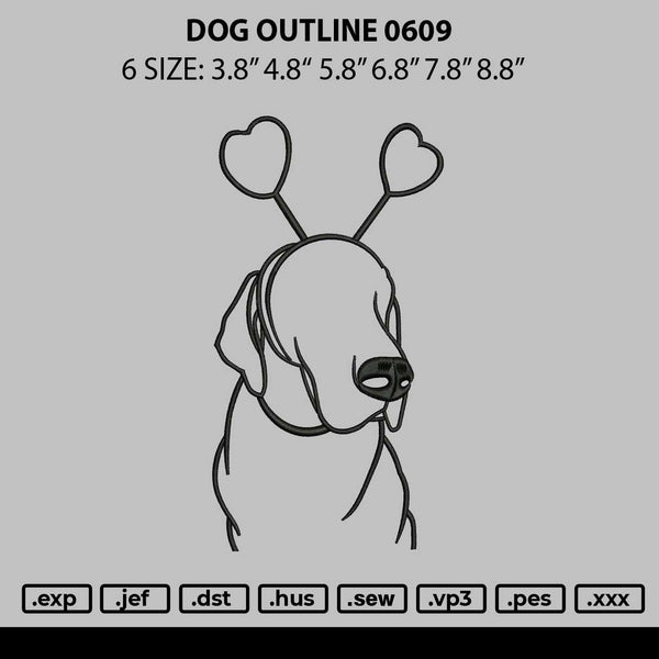 Dog Outline 0609 Embroidery File 6 sizes