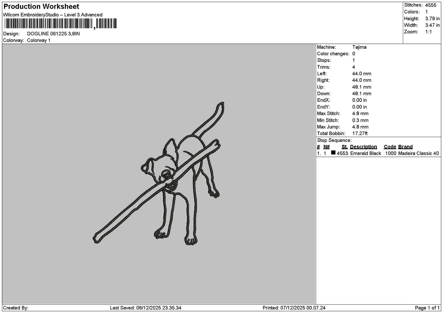 Dogline 0612 Embroidery File 6 sizes