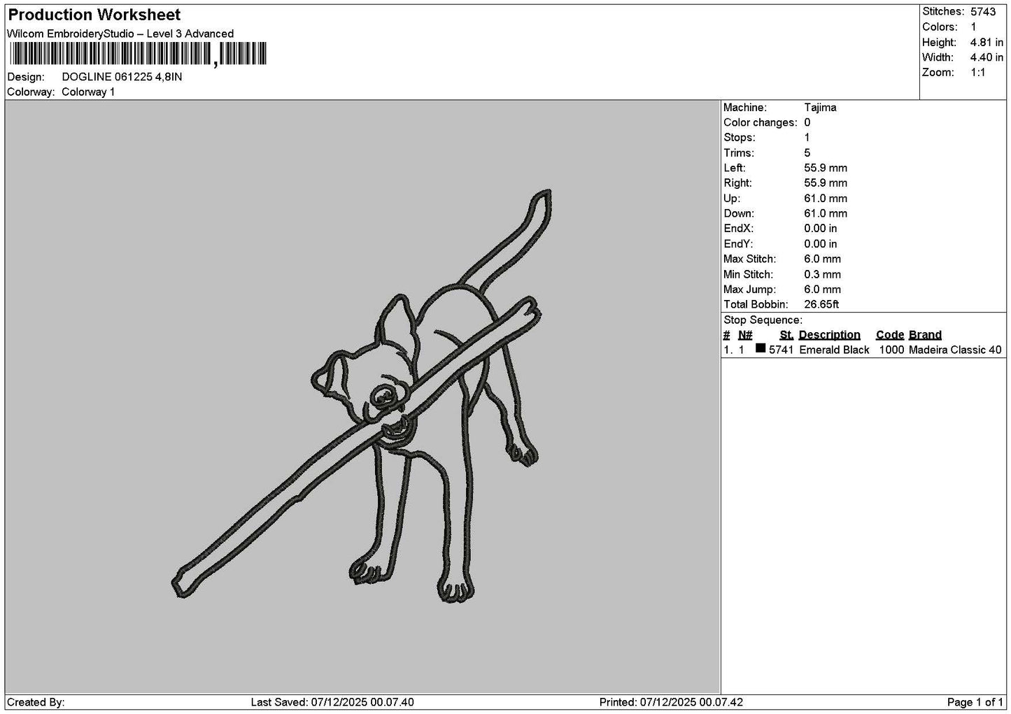 Dogline 0612 Embroidery File 6 sizes
