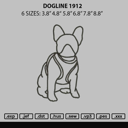Dog Line 1912 Embroidery File 6 sizes
