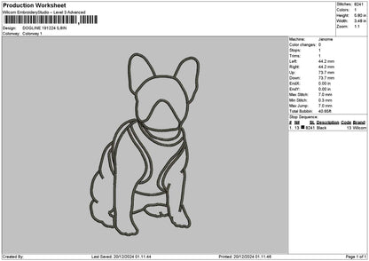 Dog Line 1912 Embroidery File 6 sizes