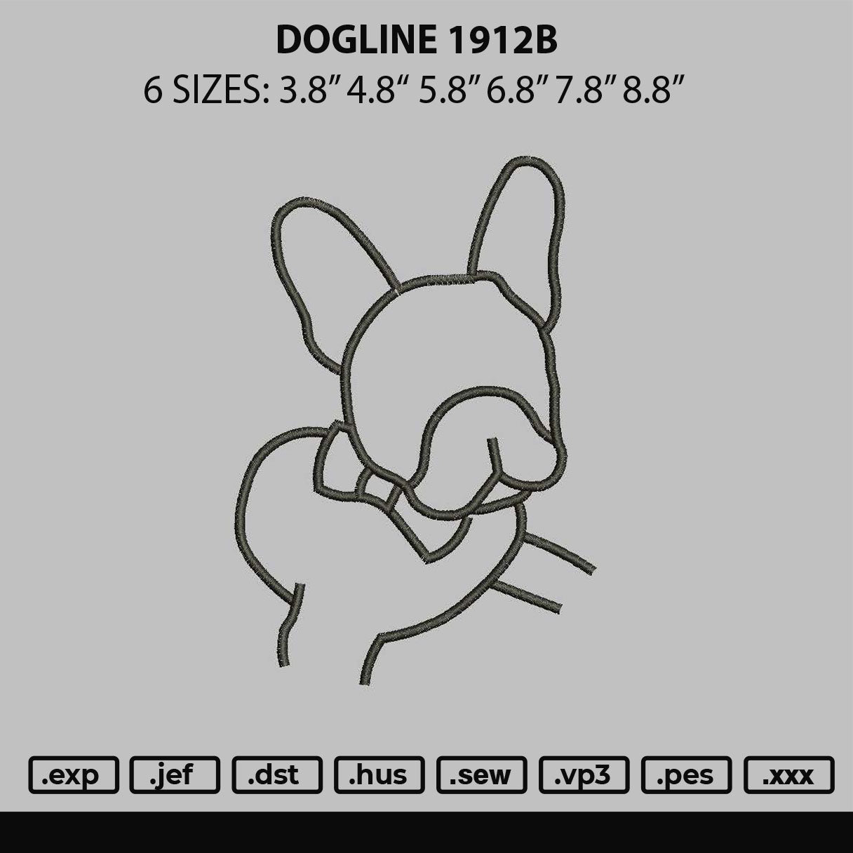 Dogline 1912b Embroidery File 6 sizes
