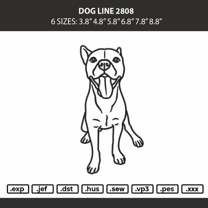 Dog Line 2808 Embroidery Machine Design File 6 sizes