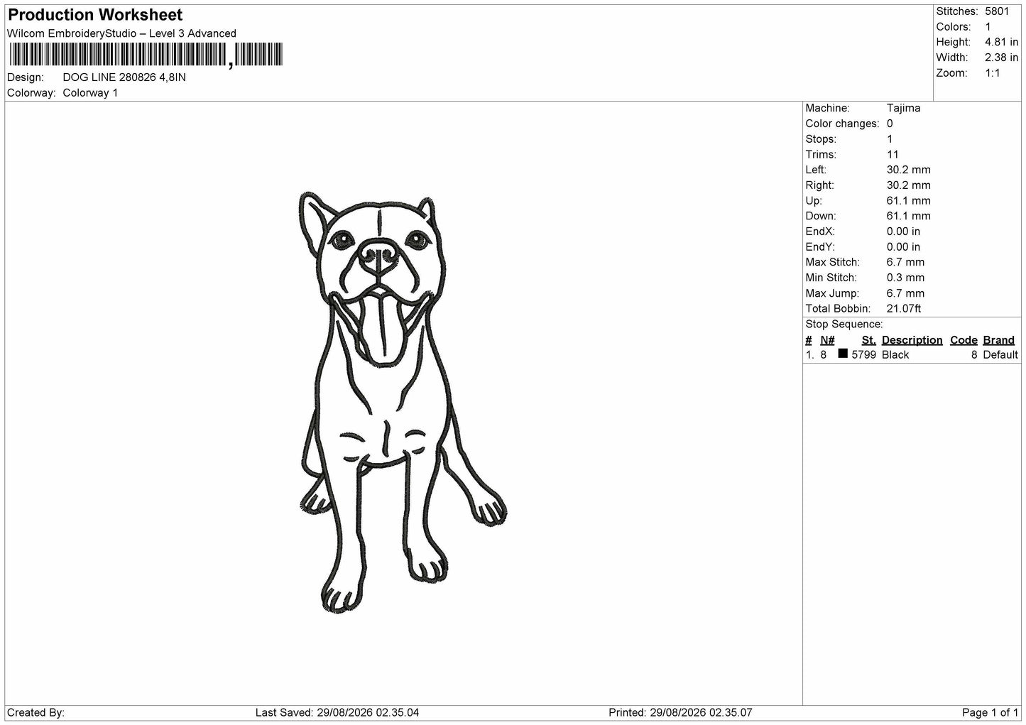 Dog Line 2808 Embroidery Machine Design File 6 sizes