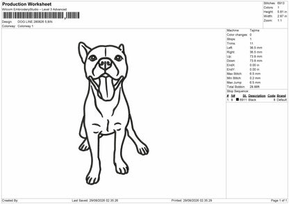 Dog Line 2808 Embroidery Machine Design File 6 sizes