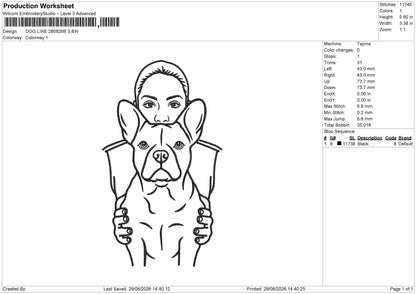 Dog 2808b Embroidery Machine Design File 6 sizes