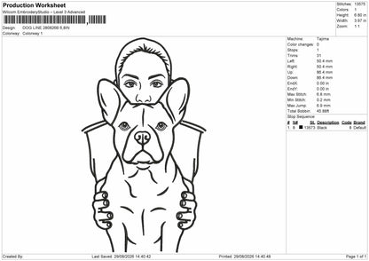 Dog 2808b Embroidery Machine Design File 6 sizes
