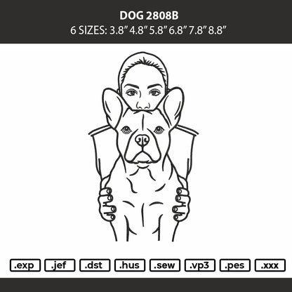 Dog 2808b Embroidery Machine Design File 6 sizes
