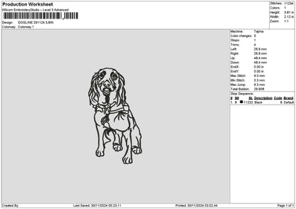 Dogline 2911 Embroidery File 6 sizes
