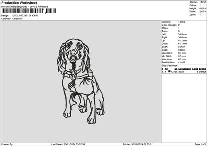 Dogline 2911 Embroidery File 6 sizes
