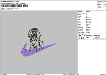 Dogline Swoosh Embroidery File 6 sizes
