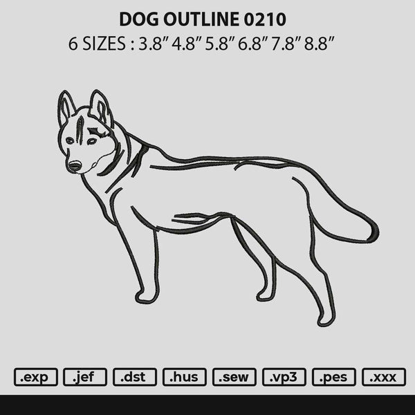 Dog Outline 0210 Embroidery File 6 sizes